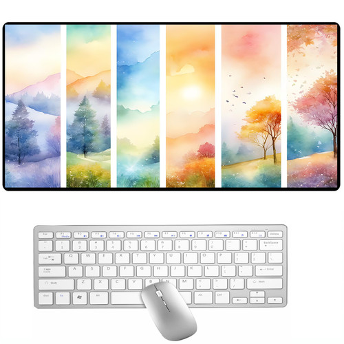 llsxi Non-Slip Large Gaming Mouse Pad,11.81"x31.49" Gaming Mouse Pad,Desk Pad Four Abstract Art Keyboard Pad Desktop Mouse Mat,Big Game Extended Mousepad Desk Mat