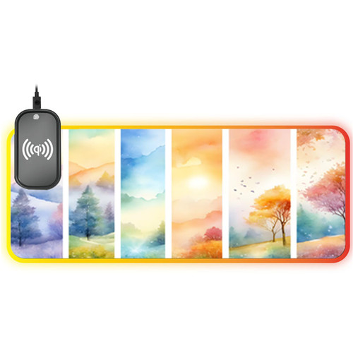 llsxi Non-Slip Large Gaming Mouse Pad,11.81"x23.62"Wireless Charging Gaming Mouse Pad,Desk Pad Four Abstract Art Keyboard Pad Desktop Mouse Mat,Big Game Extended Mousepad Desk Mat