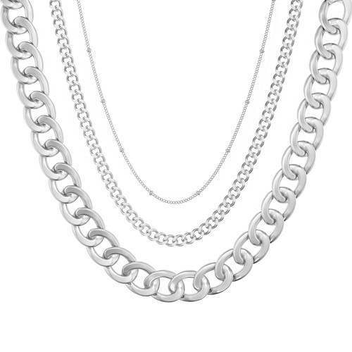 Lushboom 14K Silver Plated Dainty Cuban Choker Necklace Herringbone Snake Necklace Paperclip Chain Layered Necklaces for Women Jewelry Gifts