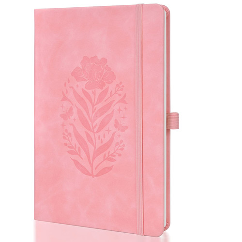 MUAHLIUB Lined Journal Notebook for Women Men, A5 Hardcover Leather Journals for Writing College Ruled Notebook,200 Pages Thick Paper Notebook for Work School, Note Taking 5.75'' X 8.38''?Pink?