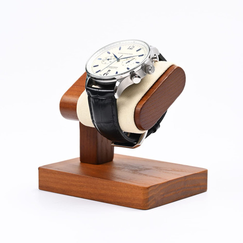 Oirlv Solid Wood Single Watch Display Stand Showcase Bracelet Bangle Jewelry Display Holder Wristwatch Holder for Men or Women(Creamy-white)