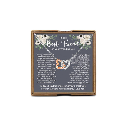 OKEYCH Best Friend Gift to Bride, To My Best Friend On Her Wedding Day Necklace, Bride Gift From Maid of Honor, Wedding Gift (To My Best Friend Today Necklace)