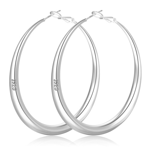 ??? ???????? ?????? ???? ???????? 925 Sterling Silver Hoop Earrings Lightwieght Large Silver Hoop Earrings Minimalist Silver Hoop Earrings for Women Hypoallergenic Big Hoop Earrings for Women Sterling Silver 40/50/60 mm PABBEU ??? ???????? ?????? ???? ???????? 925 Sterling Silver Hoop Earrings Lightwieght Large Silver Hoop Earrings Minimalist Silver Hoop Earrings for Women Hypoallergenic Big Hoop Earrings for Women Sterling Silver 40/50/60 mm PABBEU