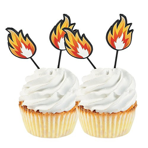 Fun Express Fire Cupcake Food Picks - 50 Pieces