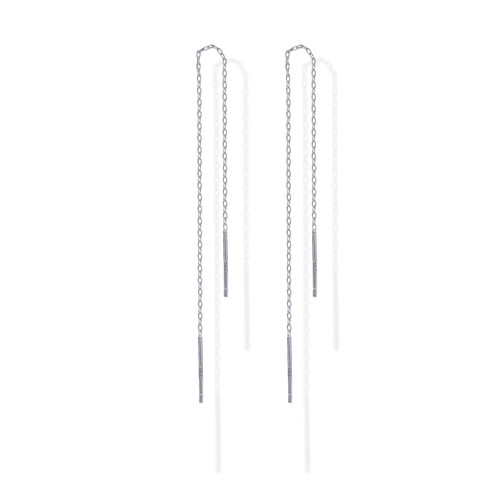 PAVOI 14K Gold Plated Sterling Silver Ball Threader Earrings for Women in White Gold PAVOI 14K Gold Plated Sterling Silver Ball Threader Earrings for Women in White Gold