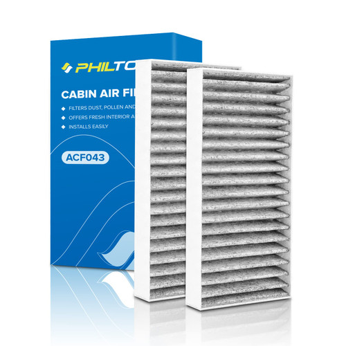 PHILTOP ACF043 (CF11777) Cabin Air Filter, Replacement for Wrangler (2011-2018), Wrangler JK (2018), Premium Cabin Filter with Activated Carbon Filter Up Dust Pollen Odor, Pack of 2