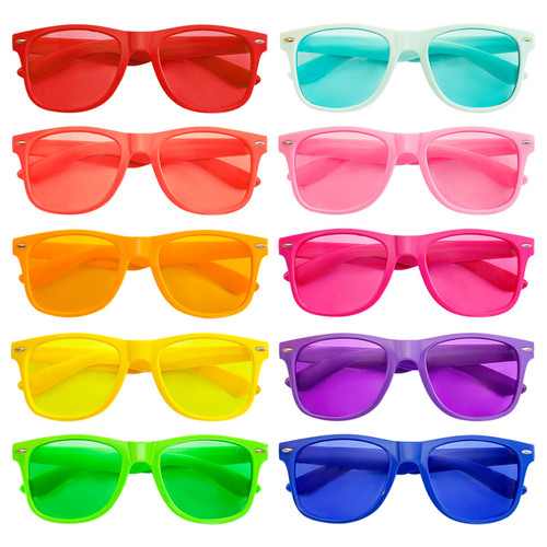 Pibupibu 10 Pack Colorful Party Sunglasses Bulk, Wholesale Neon Sunglasses for Adult Kids Party Favor, Unisex