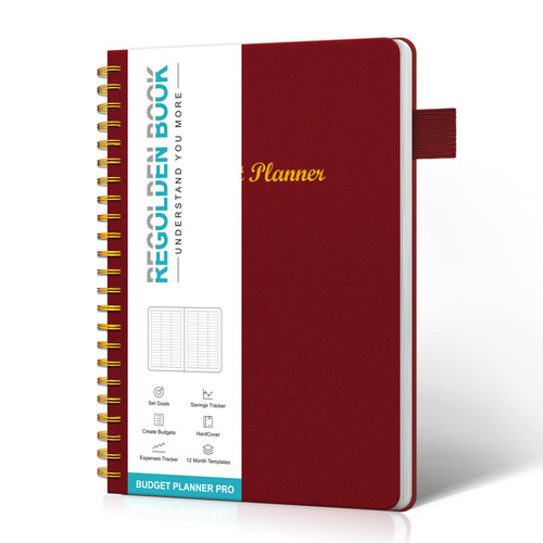 Regolden-Book Budget Planner - Undated Monthly Budget Book with Pockets, Expense Tracker Notebook Hardcover, Financial Planner to Manage Your Money Effectively,12 Months, A5,Burgundy (6''x8.5'') Regolden-Book Budget Planner - Undated Monthly Budget Book with Pockets, Expense Tracker Notebook Hardcover, Financial Planner to Manage Your Money Effectively,12 Months, A5,Burgundy (6''x8.5'')
