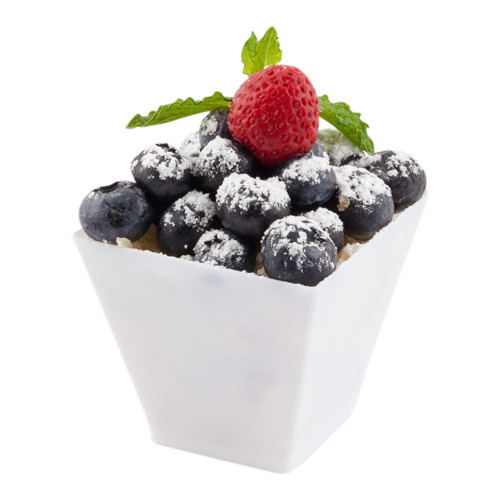 Restaurantware 2 oz Square White Plastic Mini Kova Cup - 2" x 2" x 1 3/4" - 20 count box Restaurantware 2 oz Square White Plastic Mini Kova Cup - 2" x 2" x 1 3/4" - 20 count box