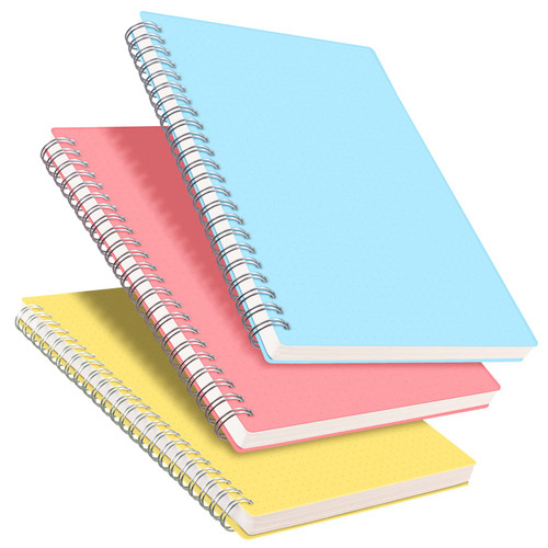 RETTACY Spiral Notebook 3 Pack - Dotted Bullet Grid Journals with 480 Pages, Spiral Notebooks for Work, School Supplies, Home, Plastic Hardcover, 100 GSM Thick Dotted Paper, 5.7"x 8.3"