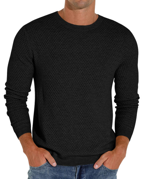 Sailwind Men's Crewneck Lightweight Wool Structured Sweater Casual Knit Pullover