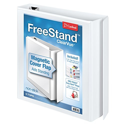 Cardinal FreeStand ClearVue Easy Open Locking Slant-D Ring Binder, 1.5-Inch, White (43110)