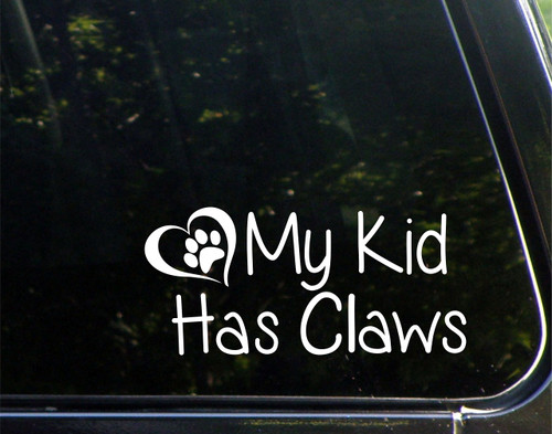 My Kids Have Claws for Cars Funny Car Vinyl Bumper Sticker Window Decal | White | 8.25" inch