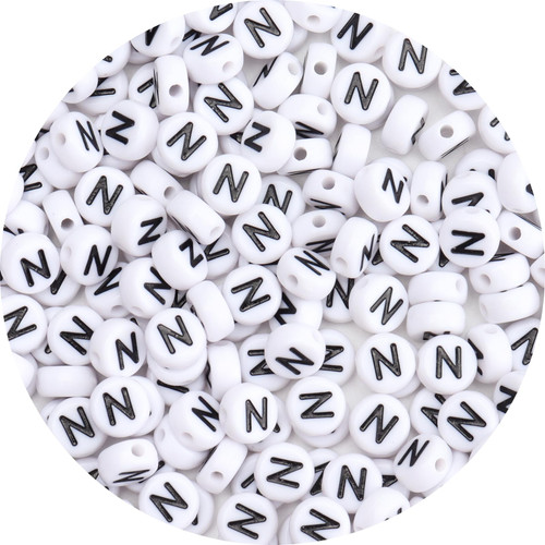Siomia 100Pcs Letter Beads 4x7mm White Round Acrylic Alphabet Beads Letter N Beads for Jewelry Making DIY Bracelets Necklaces Key Chains Siomia 100Pcs Letter Beads 4x7mm White Round Acrylic Alphabet Beads Letter N Beads for Jewelry Making DIY Bracelets Necklaces Key Chains
