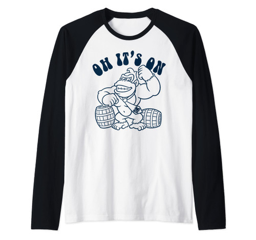 Super Mario Donkey Kong Oh It's On Raglan Baseball Tee
