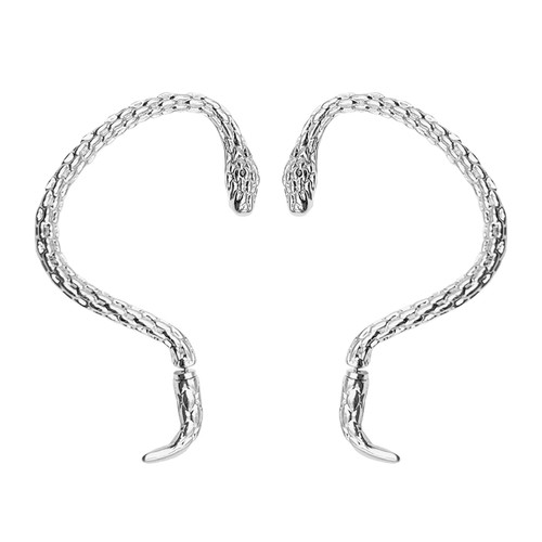 Snake Cuff Earring for Women Men Gothic Gold Snake Shape Earrings Punk Snake Stud Snake Cuff Earring for Girls (Silver)