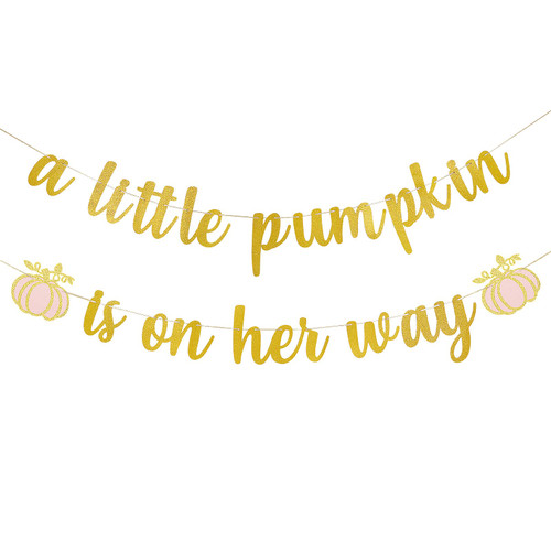A Little Pumpkin Is On Her Way Banner for Fall Pumpkin Pink Girl Birthday Party Decorations, Thanksgiving Fall Theme Pumpkin Baby Shower Birthday Party Decorations Supplies (Gold & Pink Glitter) A Little Pumpkin Is On Her Way Banner for Fall Pumpkin Pink Girl Birthday Party Decorations, Thanksgiving Fall Theme Pumpkin Baby Shower Birthday Party Decorations Supplies (Gold & Pink Glitter)