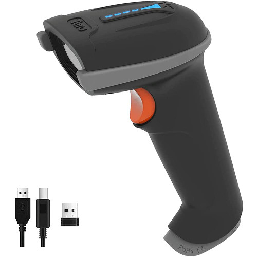 Tera Barcode Scanner Wireless 1D Versatile 2-in-1 (2.4Ghz Wireless+USB 2.0 Wired) with Battery Level Indicator 328 Feet Transmission Distance Rechargeable 1D Laser Bar Code Reader USB Handheld 5100