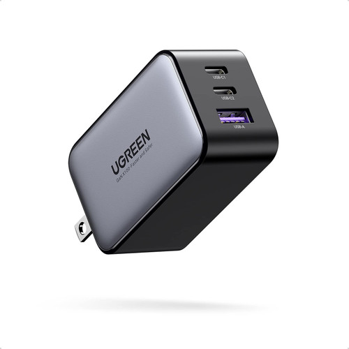 UGREEN 65W USB C Charger, Nexode 3 Ports GaN Fast Charger Block, Compact Foldable Charger for MacBook Pro/Air, Dell XPS, iPhone 15 Pro Max/14/13, iPad Pro, Galaxy S23, Pixel 7, Steam Deck (Black)