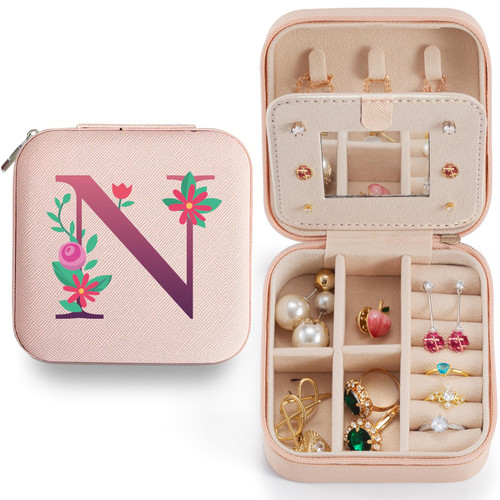 UJHAW Travel Jewelry Case, Jewelry Organizer Box, Jewelry Organizer Jewelry Travel Organizer Small Jewelry Organizer Ring Organizer Necklace Organizer Earring Organizer Box-Initial N UJHAW Travel Jewelry Case, Jewelry Organizer Box, Jewelry Organizer Jewelry Travel Organizer Small Jewelry Organizer Ring Organizer Necklace Organizer Earring Organizer Box-Initial N