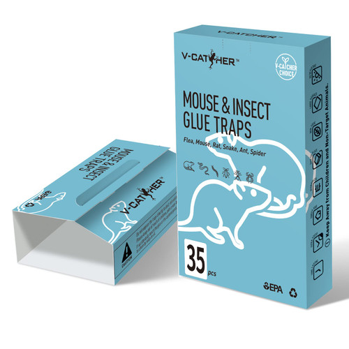 Pest Glue Trap Indoor - 35 Boards Pre-Baited, Easy Simple Non-Toxic Sticky Traps for ant,Spider, Rodent and Insect for Indoor/Outdoor/Kitchen