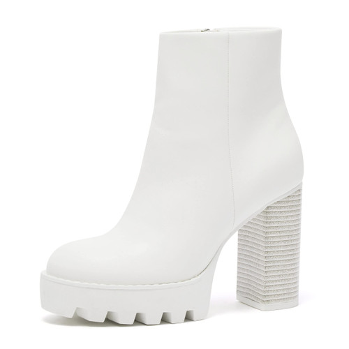 vodvob Women's Ankle Boots Platform Chunky Heel Booties Lug Sole Block High Heeled Boot vodvob Women's Ankle Boots Platform Chunky Heel Booties Lug Sole Block High Heeled Boot