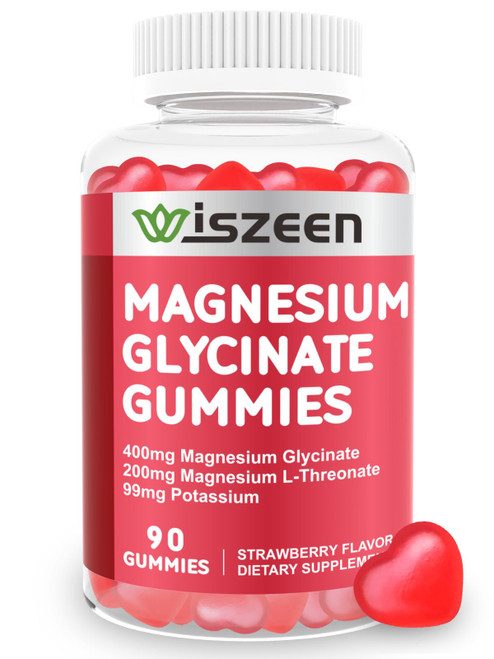 Magnesium Glycinate Gummies 400mg with L-Threonate 200mg, Magnesium Potassium Gummies with Ashwagandha, Lemon Balm, CoQ10, Vitamin D, B6, B12, Magnesium Supplements for Adults (90Ct)