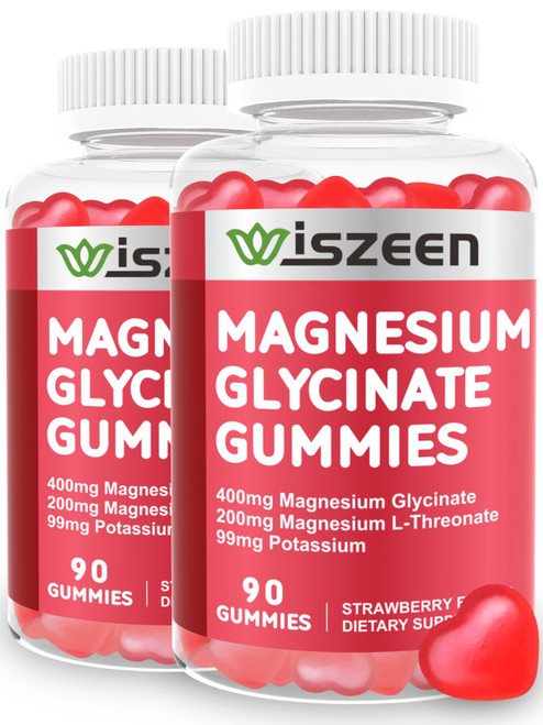 Magnesium Glycinate Gummies 400mg with L-Threonate 200mg, Magnesium Potassium Gummies with Ashwagandha, Lemon Balm, CoQ10, Vitamin D, B6, B12, Magnesium Supplements for Adults (180Ct)