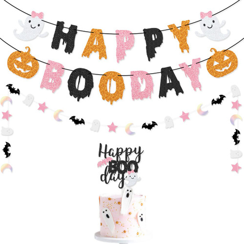 Orange Pink and Black Happy Boo Day Banner Happy Boo Day Cake Topper for Pink and Black Girl Halloween Birthday Party Girl Spooky Birthday Decorations Orange Pink and Black Happy Boo Day Banner Happy Boo Day Cake Topper for Pink and Black Girl Halloween Birthday Party Girl Spooky Birthday Decorations