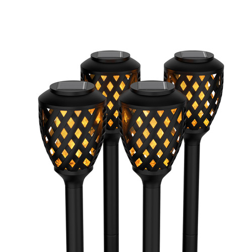 Yangming Premium Solar Torch Lights, 4-Pack Flickering Flame Outdoor Waterproof Solar Lights for Garden Decor, Pathway, Patio - Auto On/Off Solar Tiki Torches for Outside