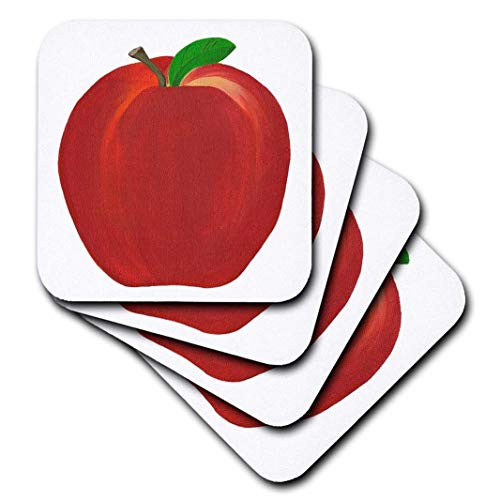 3dRose CST_12683_2 Red Apple Soft Coasters, (Set of 8)