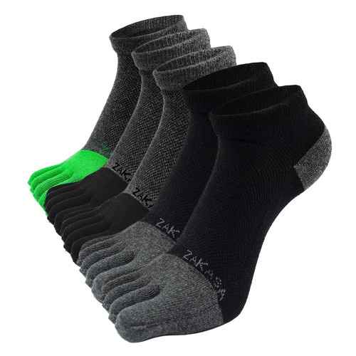 ZAKASA Mens Ankle Toe Socks Athletic Running Five Finger Cotton Crew Socks Breathable Mesh Top - Size 8-12 (5 Pairs) ZAKASA Mens Ankle Toe Socks Athletic Running Five Finger Cotton Crew Socks Breathable Mesh Top - Size 8-12 (5 Pairs)