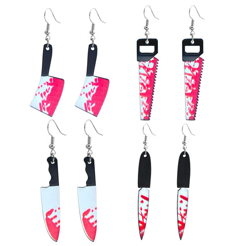 12Pairs Halloween Earrings for women men Girls Cute Drop Earrings Sets, Halloween Spider/Web/Ghost/Bat/Witch/Spooky Dangle Earrings Halloween Holiday Party Dress Up (Acrylic -4 pairs)