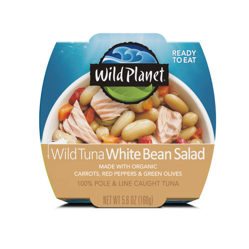 Wild Planet Ready-To-Eat Wild Tuna White Bean Salad With Organic Chickpeas, Carrots, Red Peppers & Green Olives 5.6oz, Pack Of 1