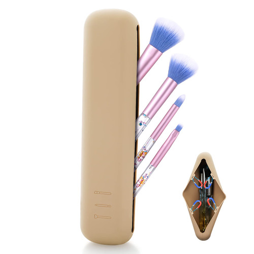 WLLHYF Makeup Brush Holder Travel Magnetic Closure Silicone Makeup Brush Case Portable Cosmetic Brushes Holders Face Brushes Organizer for Traveling (khaki) WLLHYF Makeup Brush Holder Travel Magnetic Closure Silicone Makeup Brush Case Portable Cosmetic Brushes Holders Face Brushes Organizer for Traveling (khaki)