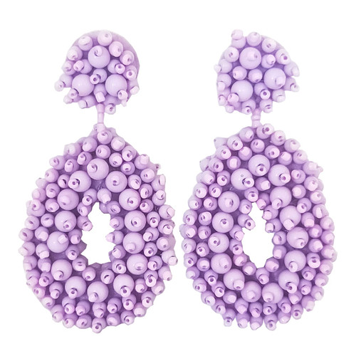 Statement Beaded Drop Earrings - Handmade Bohemian Seed Bead Teardrop Stud Dangle Earrings Gifts for Women Girls