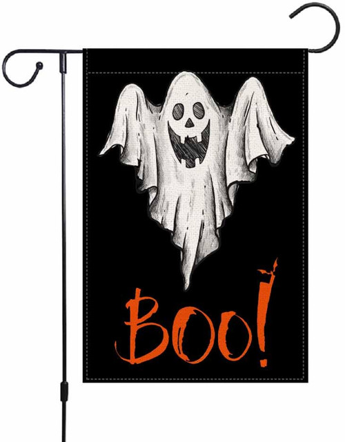 Halloween Garden Flag Ghost Boo Vertical Double Sided Berlap Yard Flag Halloween Decoration for Outside 12x18 inch