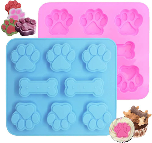 2-Pack Silicone Puppy Treat Molds, Puppy Dog Paw and Bone Cookie Cutters Baking Molds for Chocolate, Candy, Jelly, Biscuits, Cube, Dog Treats 2-Pack Silicone Puppy Treat Molds, Puppy Dog Paw and Bone Cookie Cutters Baking Molds for Chocolate, Candy, Jelly, Biscuits, Cube, Dog Treats