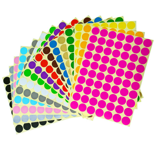 1120 PCS Colored Dot Stickers 3/4" Color Coding Labels Circle Dot, 16 Color Round Coding Dot Stickers Labels for DIY Crafts Gift Bags Cards Envelope