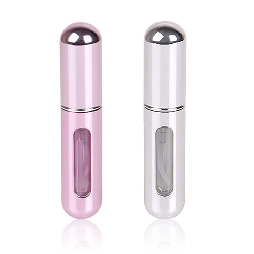 KAYZON Mini Perfume Refillable Travel Atomizer, Portable Perfume Spray Bottle, Travel Perfume Scent Pump Case Fragrance Empty Spray Bottle for Traveling and Outgoing (5 Pack, 5ml) (2 Pcs)