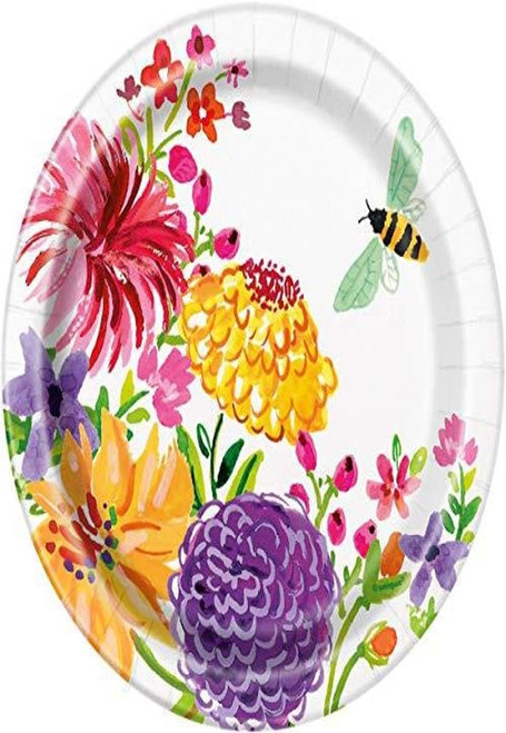 Painted Spring Floral Round Dessert Plates - 8 Pcs