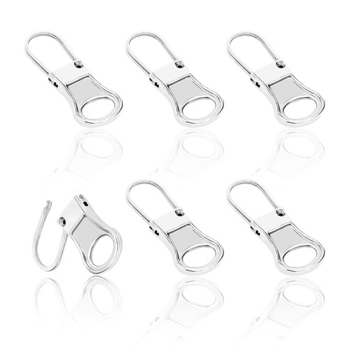 6pcs Replacement Zipper Pull, Detachable Zipper Pull Tabs Metal Zipper Pull Cord Extender Zipper Pull Repair Kit for Jackets Jeans Boots Backpacks Suitcases Purses (Silver) 6pcs Replacement Zipper Pull, Detachable Zipper Pull Tabs Metal Zipper Pull Cord Extender Zipper Pull Repair Kit for Jackets Jeans Boots Backpacks Suitcases Purses (Silver)