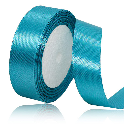 Solid Color Turquoise Blue Satin Ribbon, 1 Inches x 25 Yards Fabric Satin Ribbon for Gift Wrapping, Crafts, Hair Bows Making, Wreath, Wedding Party Decoration and Other Sewing Projects