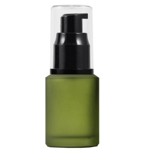UPSTORE 1PCS Empty Refill Frosted Glass Cream Lotion Pump Bottle Jars Makeup Emulsion Toiletries Liquid Storage Container With Clear Dust Cap Cosmetic Travel Packing Dispenser(30ml/1oz)