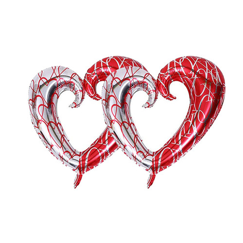 BinaryABC Hook Heart Foil Balloons,Large Red Heart Balloons,Valentines Day Wedding Decorations Supplies,2Pcs