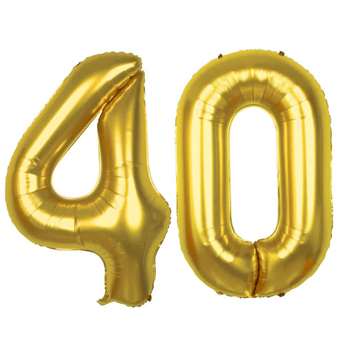 Number Balloons 40 Gold, 40 Inch Large Number 40th Birthday Balloons with Gold Confetti Balloons, Digit Helium Mylar Number Balloon for Men Women Graduation Birthday Party Anniversary Decorations