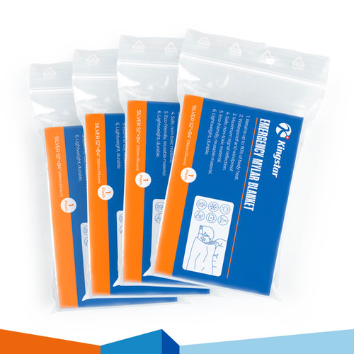 Kingstar Emergency Blankets Mylar Thermal Blankets for Survival and Protection,Space Blanket Survival Kits Camping Blanket (4-Packs). Ideal for Outdoors, Hiking, Survival, Marathons or First Aid