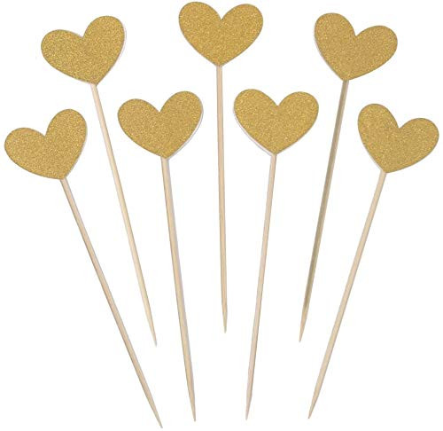 Confetti! Confetti 40Pcs Heart Cupcake Toppers Sweet Love Theme Hearts Food Picks For Valentine Wedding Engagement Bridal Shower Birthday Party Cake Decorations - Gold Confetti! Confetti 40Pcs Heart Cupcake Toppers Sweet Love Theme Hearts Food Picks For Valentine Wedding Engagement Bridal Shower Birthday Party Cake Decorations - Gold