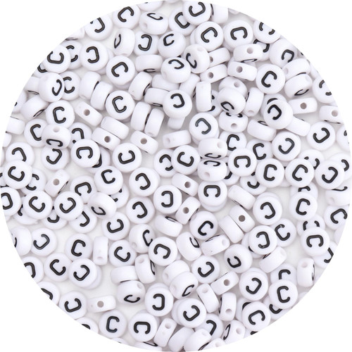 Siomia 100Pcs Letter Beads 4x7mm White Round Acrylic Alphabet Beads Letter C Beads for Jewelry Making DIY Bracelets Necklaces Key Chains Siomia 100Pcs Letter Beads 4x7mm White Round Acrylic Alphabet Beads Letter C Beads for Jewelry Making DIY Bracelets Necklaces Key Chains