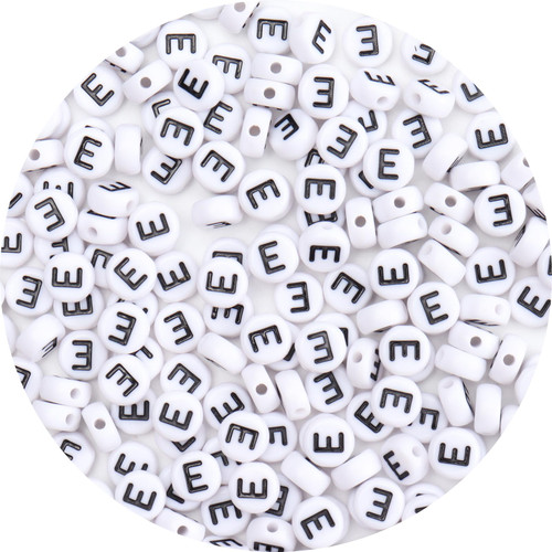 Siomia 100Pcs Letter Beads 4x7mm White Round Acrylic Alphabet Beads Letter E Beads for Jewelry Making DIY Bracelets Necklaces Key Chains Siomia 100Pcs Letter Beads 4x7mm White Round Acrylic Alphabet Beads Letter E Beads for Jewelry Making DIY Bracelets Necklaces Key Chains